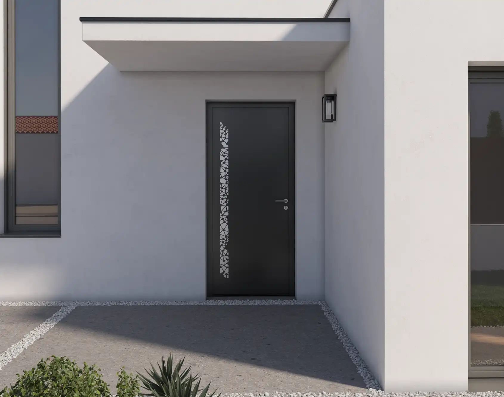 Portail battant aluminium tôlé Topaze - Kostum design coordonné Bel'M et Novoferm